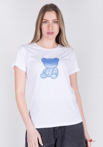  T-shirt em Algodão Estampado de urso 