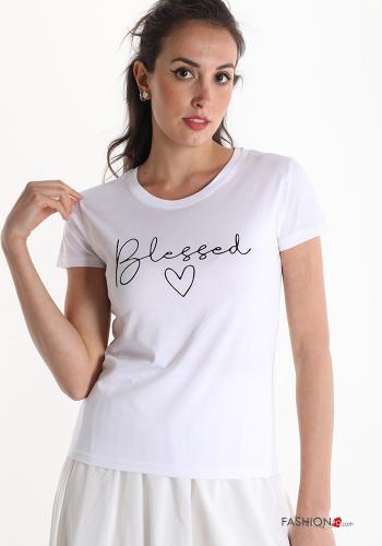  T-shirt en Coton Imprimé écrit 