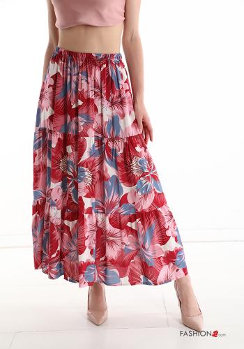  Floral Longuette Skirt with flounces