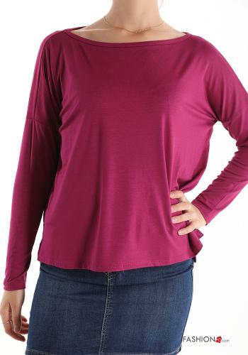  T-shirt à manches longues Casual  Rouge-violet