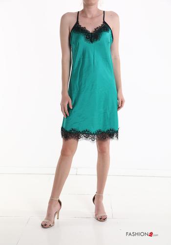  sleeveless knee-length lace trim Dress with v-neck
