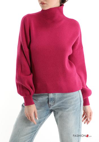  Maglione a collo alto  Rosa-ciliegia
