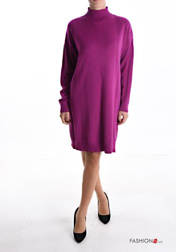  long sleeve knee-length Dress Rollneck Violet-aubergine