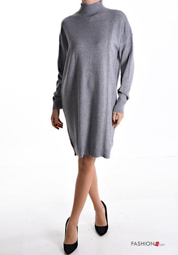  long sleeve knee-length Dress Rollneck Light grey