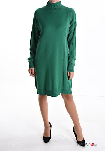  long sleeve knee-length Dress Rollneck Bottle green