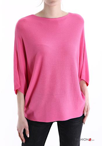  Lässiges Strickpullover  Rot Rosa