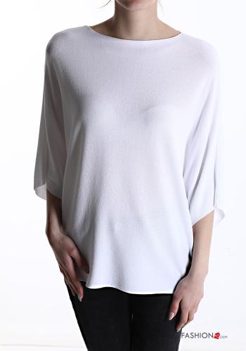  Lässiges Strickpullover  Weiß