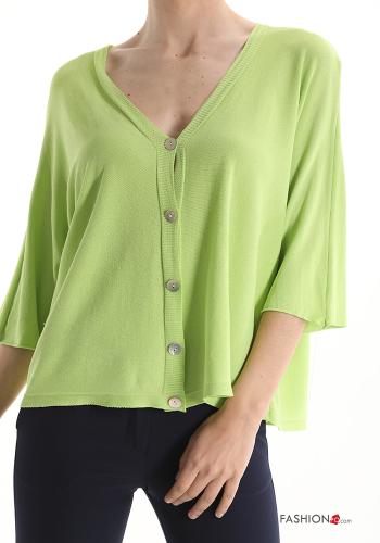  V-Ausschnitt Strickjacke mit Knöpfen Lime / Electric Lime