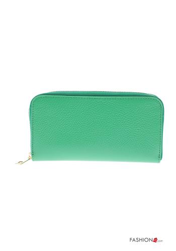  Genuine Leather Wallet with zip Emerald green