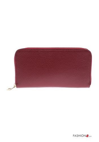  Genuine Leather Wallet with zip Bordeaux