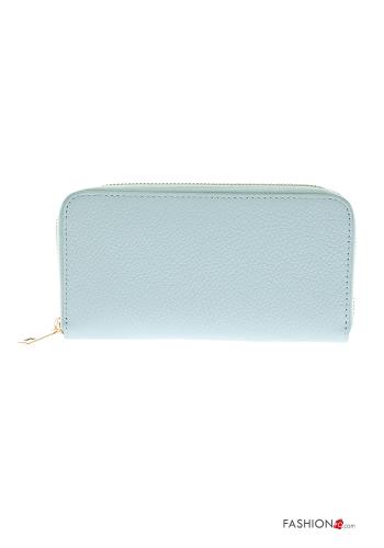  Genuine Leather Wallet with zip Baby blue