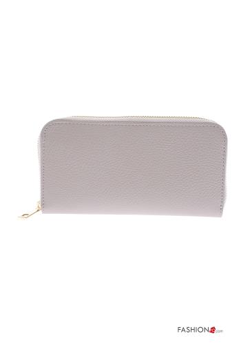  Genuine Leather Wallet with zip Grey 30%