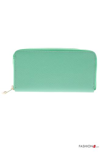  Genuine Leather Wallet with zip Caribbean green