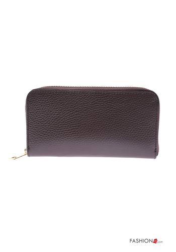  Genuine Leather Wallet with zip Bistre