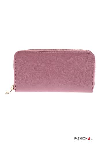  Genuine Leather Wallet with zip Puce