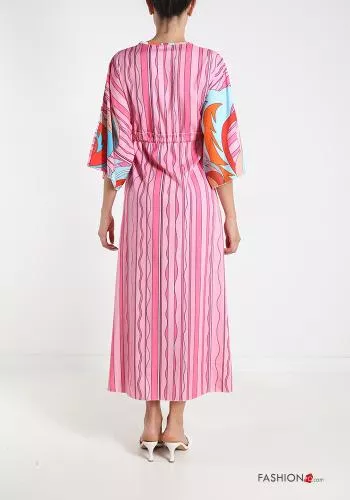  Abstract print Beach robe with bow