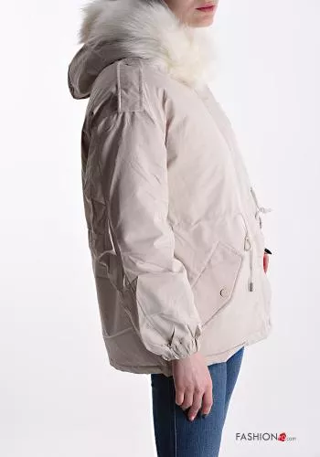  faux fur Parka with pockets with hood