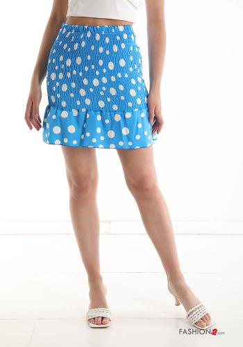  Polka-dot Mini skirt with flounces Light -blue