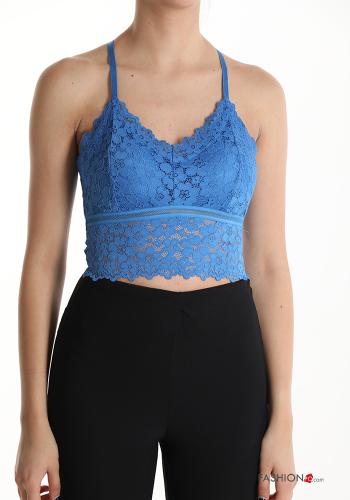  lace trim Top with cups Electric blue