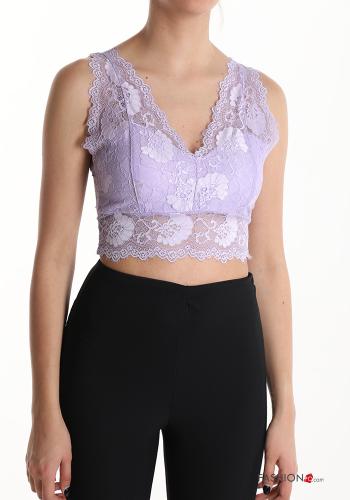  lace trim Top with v-neck with cups Lilac
