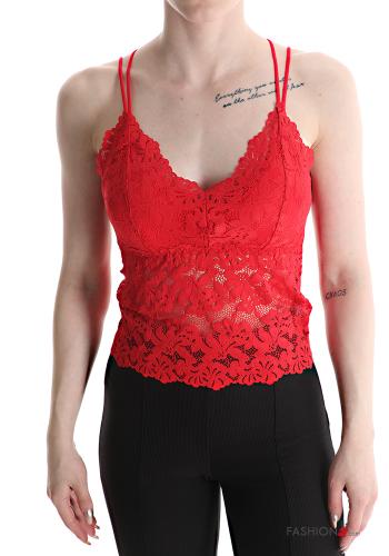  lace trim Tank-Top with v-neck with cups