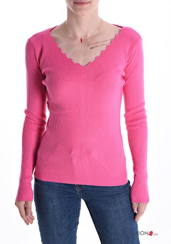  Ribbed Sweater with v-neck