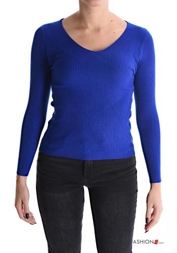  Ribbed Sweater with v-neck