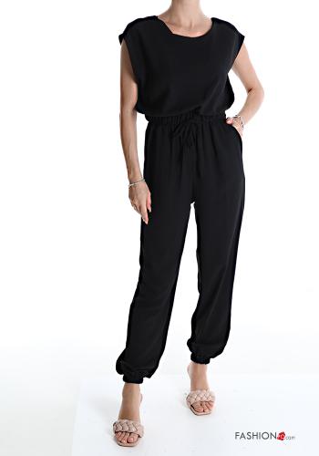 adjustable Jumpsuit with pockets with bow Black
