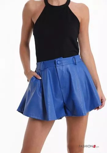  faux leather Shorts with pockets with elastic