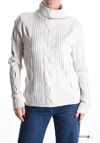  Sweater Rollneck White Cream