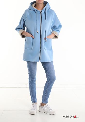  Coat with pockets without lining with zip with hood