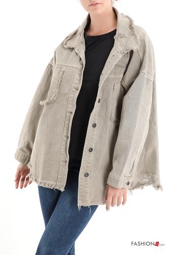  Cotton Jacket with buttons with pockets Beige