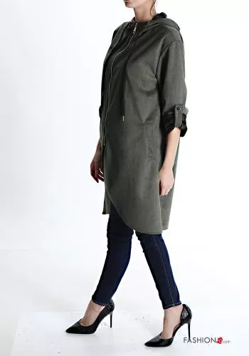  Duster Coat with pockets with hood with zip