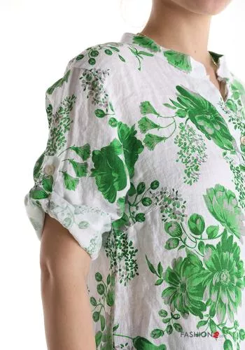  Camisa de Lino Floral 