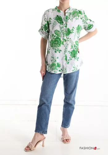  Floral Linen Shirt 