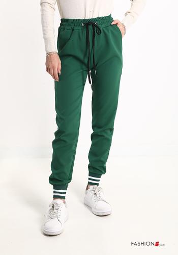  Pantalone sportivo con tasche con fiocco  Verde foresta