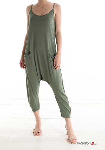  Dungaree with pockets Military green