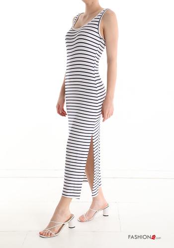  Striped Sleeveless Dress  White