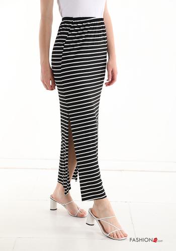  Striped Longuette Skirt  Black
