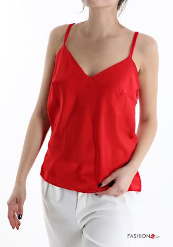  satin Tank-Top with v-neck Red