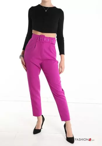  Trousers with belt with pockets
