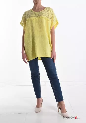  T-shirt in Cotone pizzo 