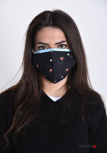  Abstract print Cotton Face mask  Black