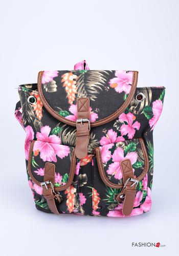  Blumenmuster Rucksack mit Taschen Himmelschwarz