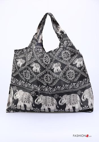  Floral Shopper (Tote)  Light black