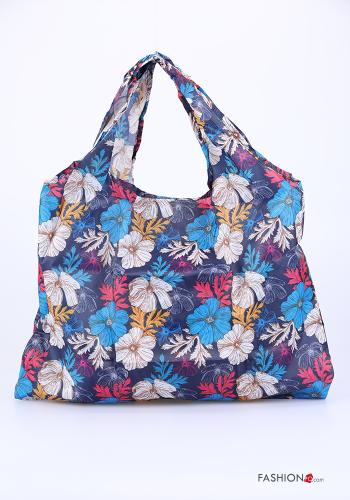  Floral Shopper (Tote)  Light blue