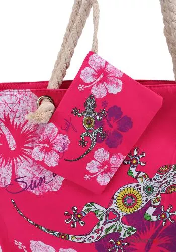  Blumenmuster Strand Tasche mit Brieftasche