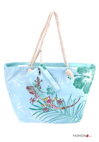  Floral beach Bag with bag Light cornflower blue