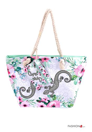  Floral beach Bag with bag Fucsia