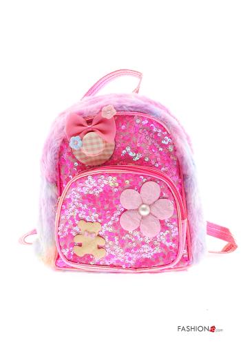  Zaino con paillettes con zip  Rosso-rosa